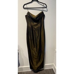 David Meister Maxi Dress Gown Fairy Whimsigoth 6 Iridescent Brown Cowl Neck Y2K‎